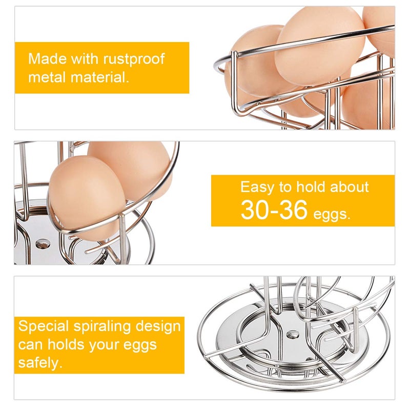 Toplife Spiral Design Stainless Steel Egg Skelter Dispenser Rack,Storage Display Rack,Silver - Image 4